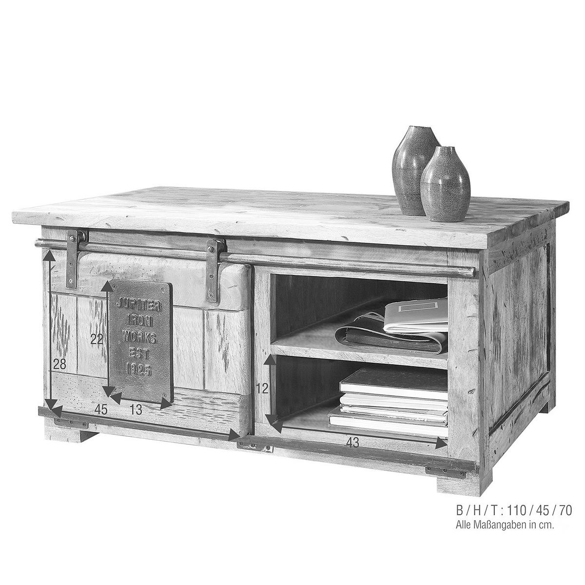 COUCHTISCH - Mango massiv / Eisen - Mango / Schwarz - Braun, Holz/Metall (110/70/45cm) - home24