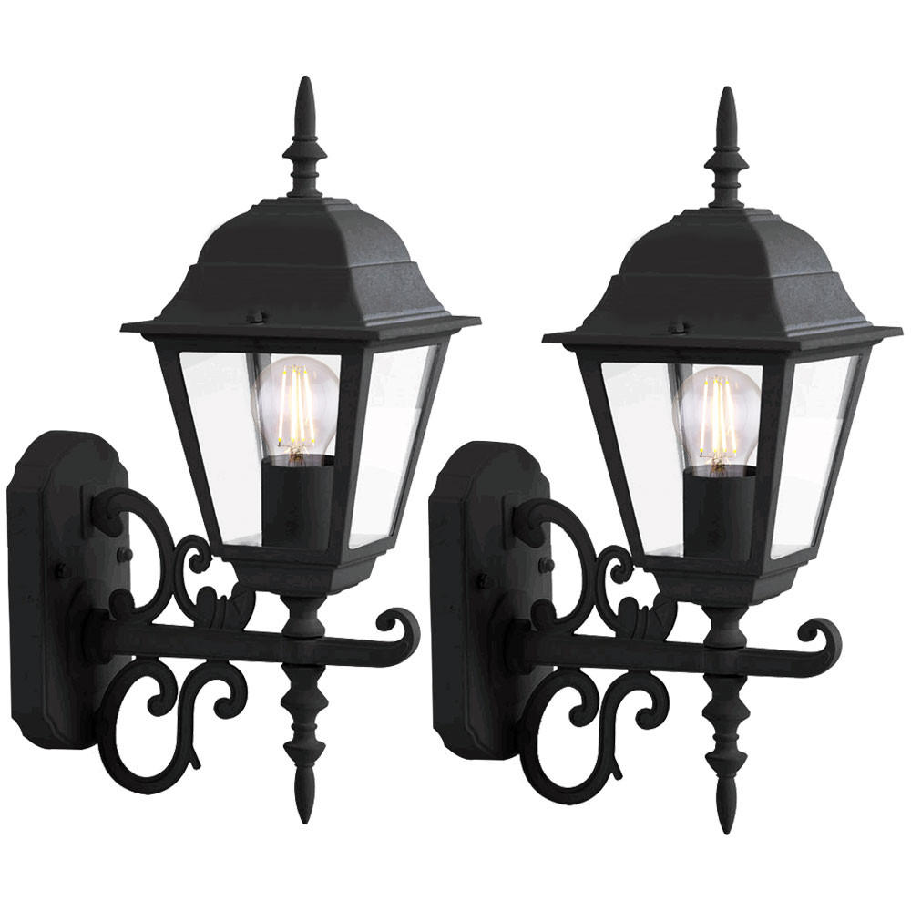 AUSSENLEUCHTE Aluminium Schwarz klar 2er Set - Schwarz, Glas (22.5/14.8/40cm)