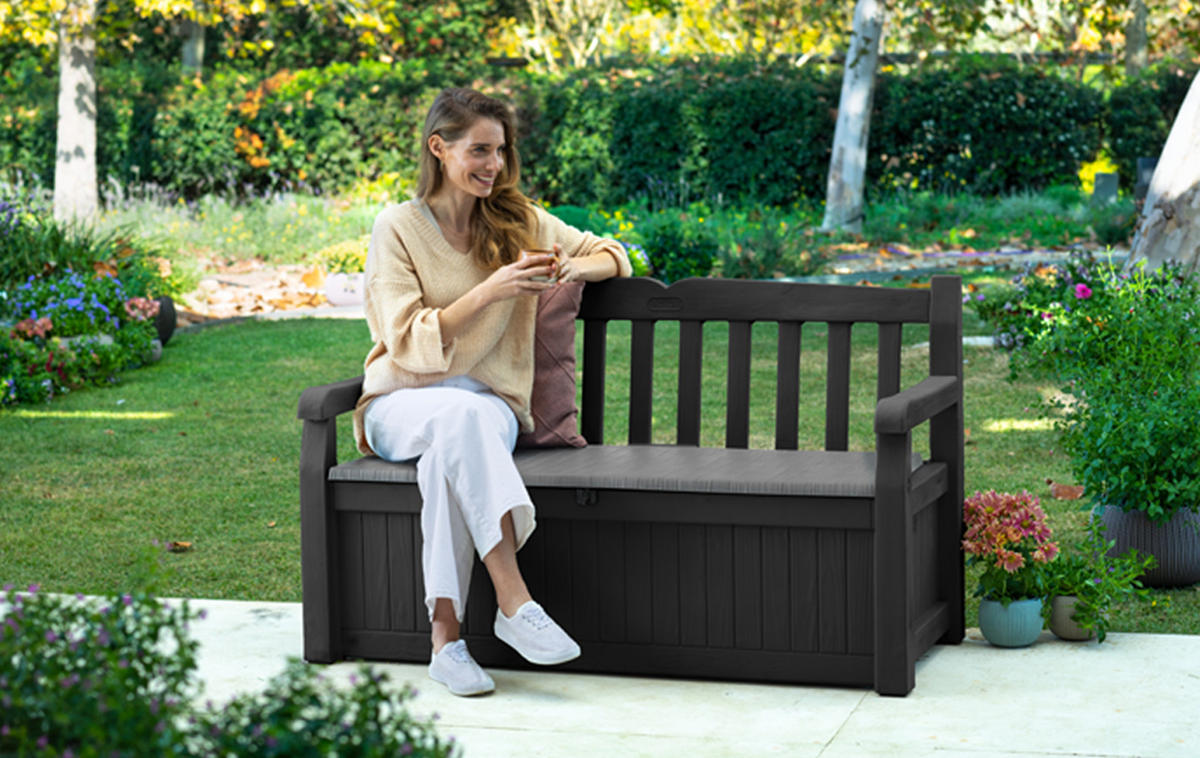 SITZBANK mit Stauraum Eden - Dunkelgrau, Kunststoff (60/84/140cm) - Keter