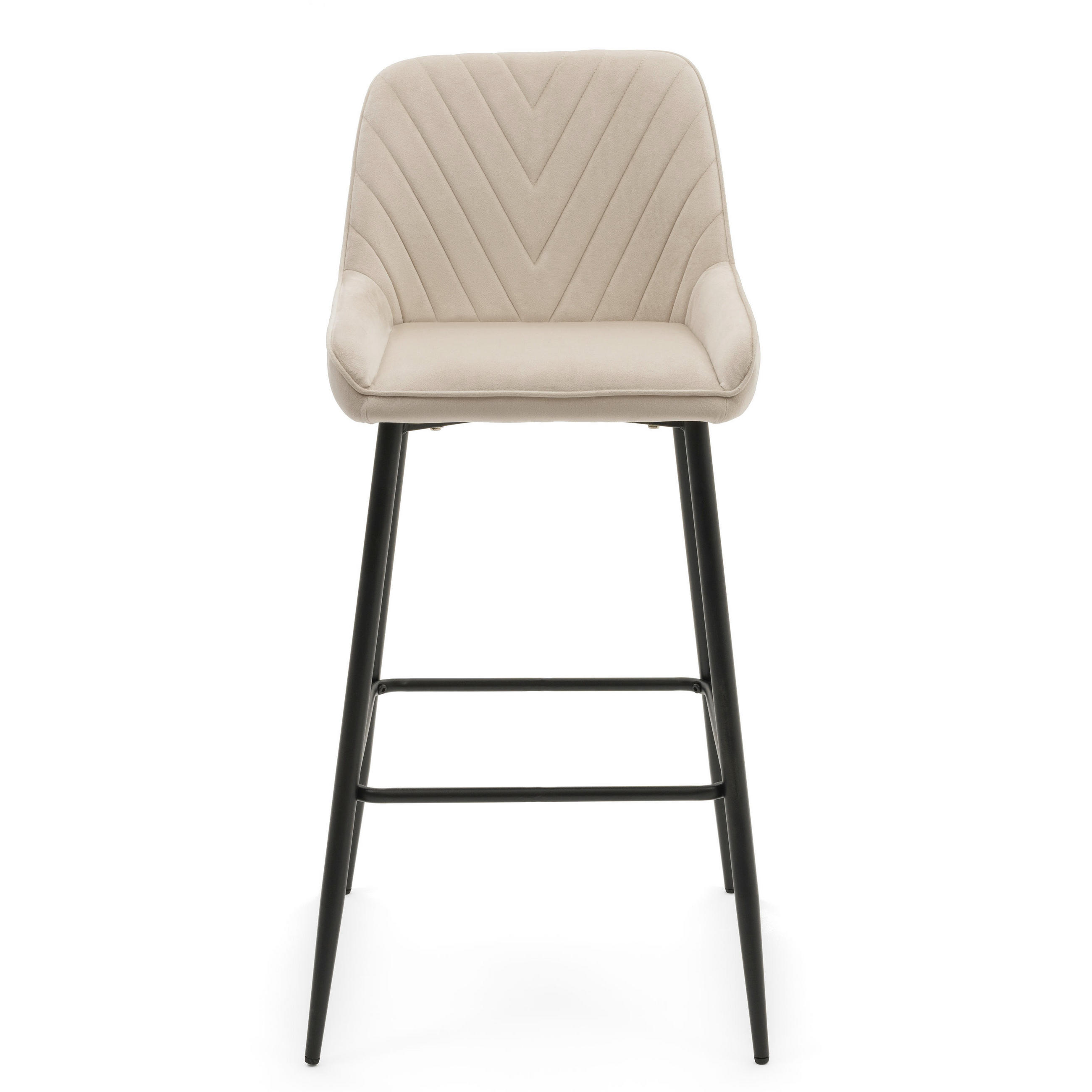 BARHOCKER VASTO gepolstert mit Steppung - beige - Samt Velours - Beige/Schwarz, Metall (50/95/55cm) - NEW HOME