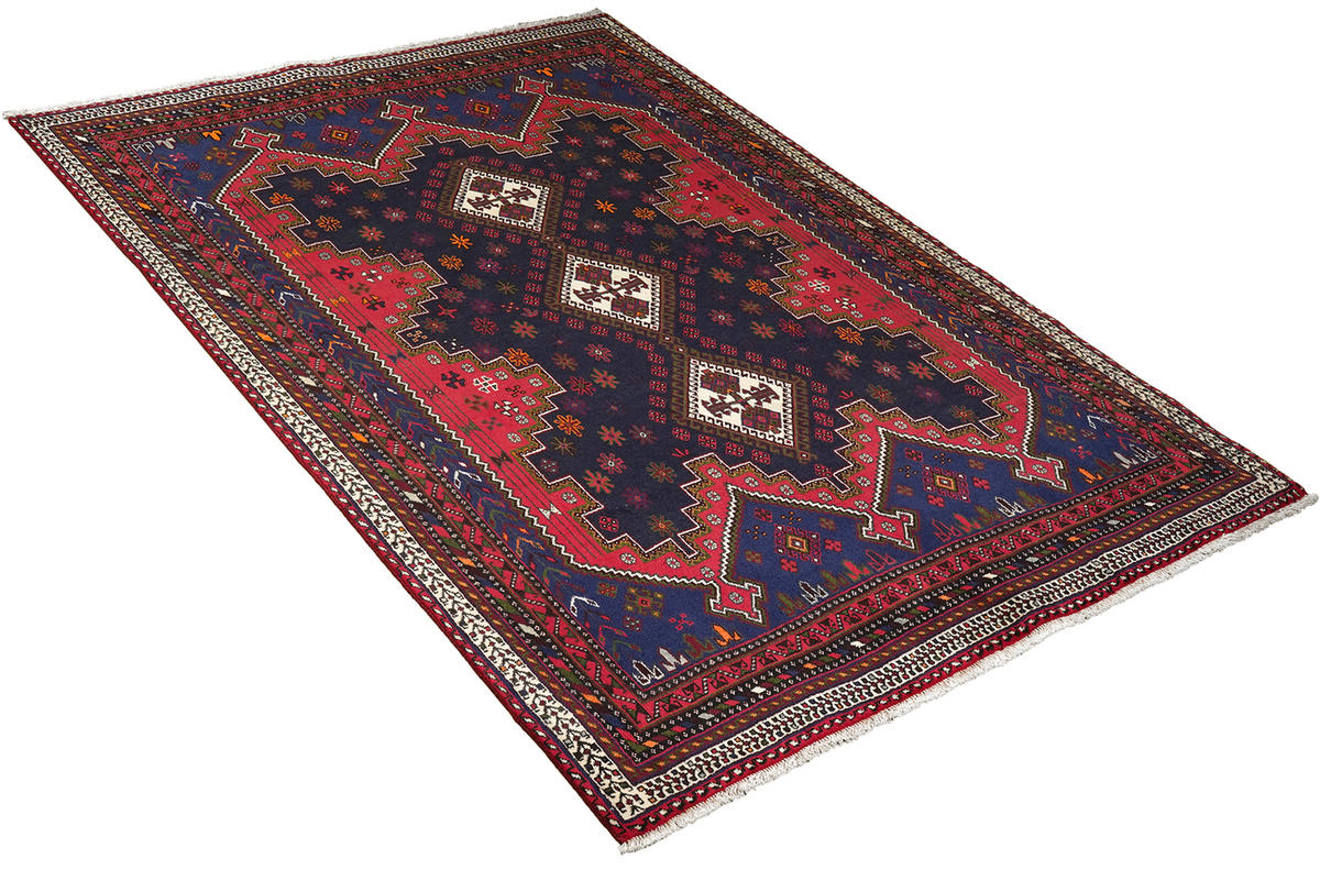TEPPICH Afshar Blau 242/174 cm Schurwolle - Blau, Textil (174/242cm) - Looma