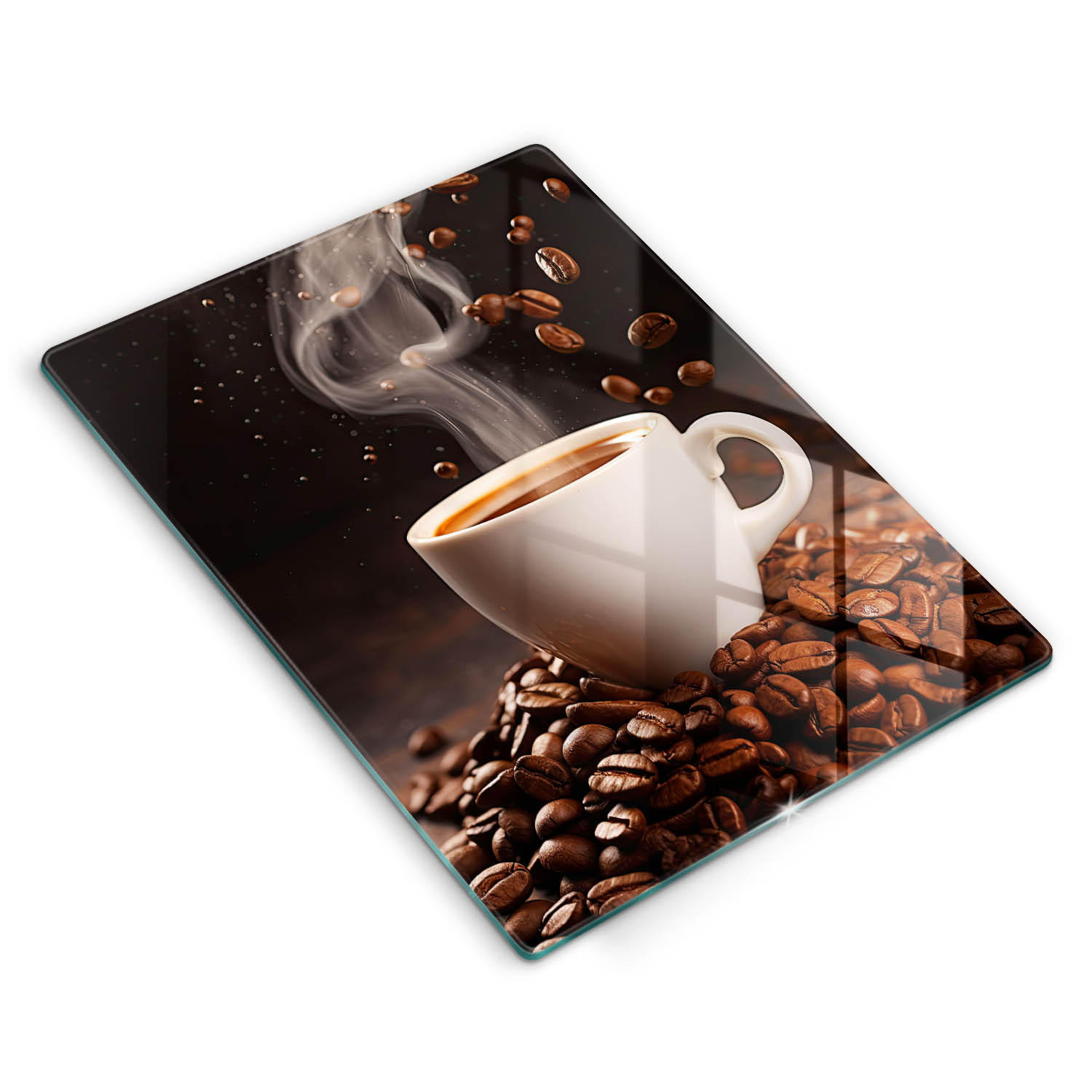 GLASPLATTE 40x52 cm Heiße Tasse Kaffee - Dunkelbraun, Glas (40/52cm) - Wallfluent