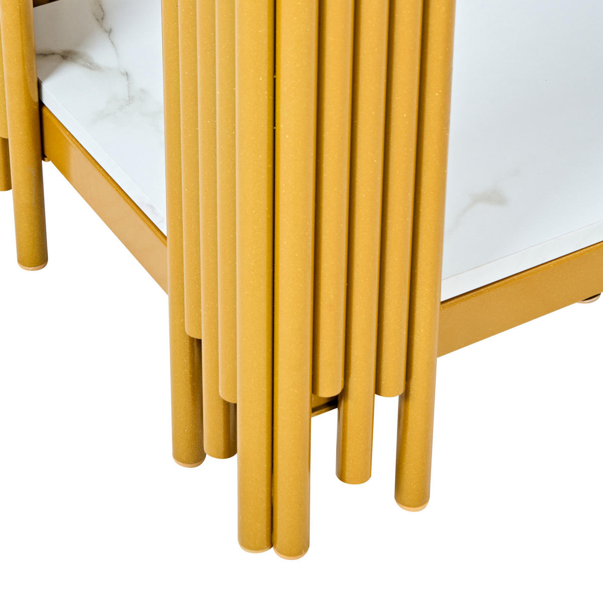 KONSOLENTISCH aus MDF und Metall 123,5x33,5x80 cm Gold/Weiß mit 2 Ablagen - Goldfarben, Holzwerkstoff (123.5/33.5/80cm) - IVMEU