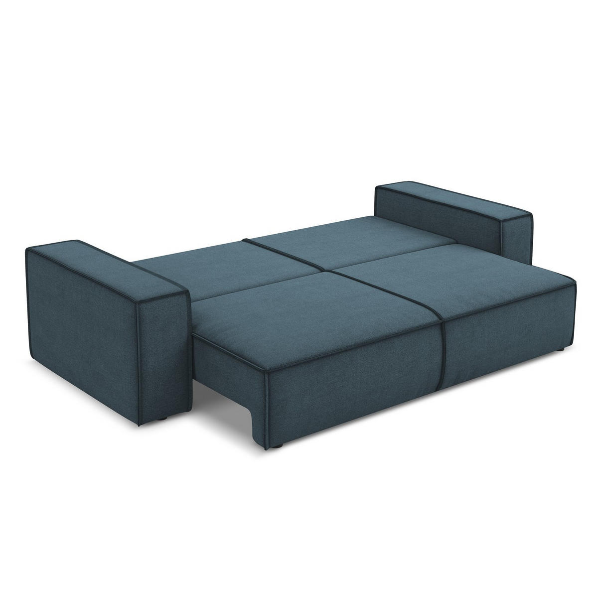 3-SITZER SOFA mit Schlaffunktion Strukturstoff Stoff Blau - Blau/Blaugrau, Kunststoff/Textil (255/85/105cm) - LaMiaSofa