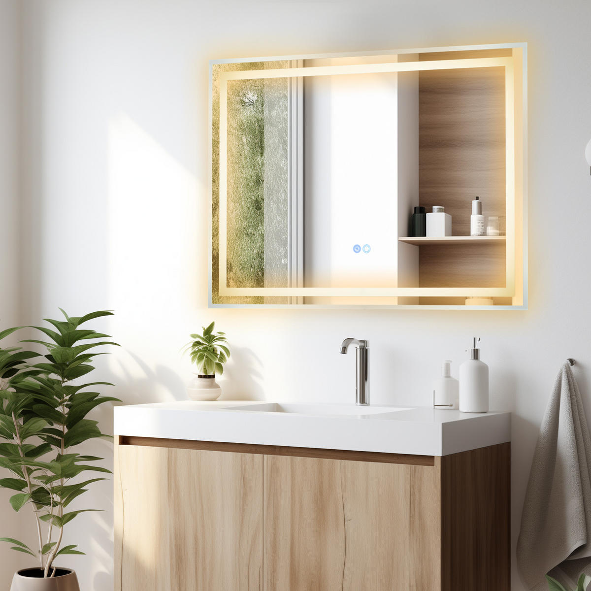 BADEZIMMERSPIEGEL Silber - Silberfarben, Glas (60/3.5/80cm) - COSTWAY