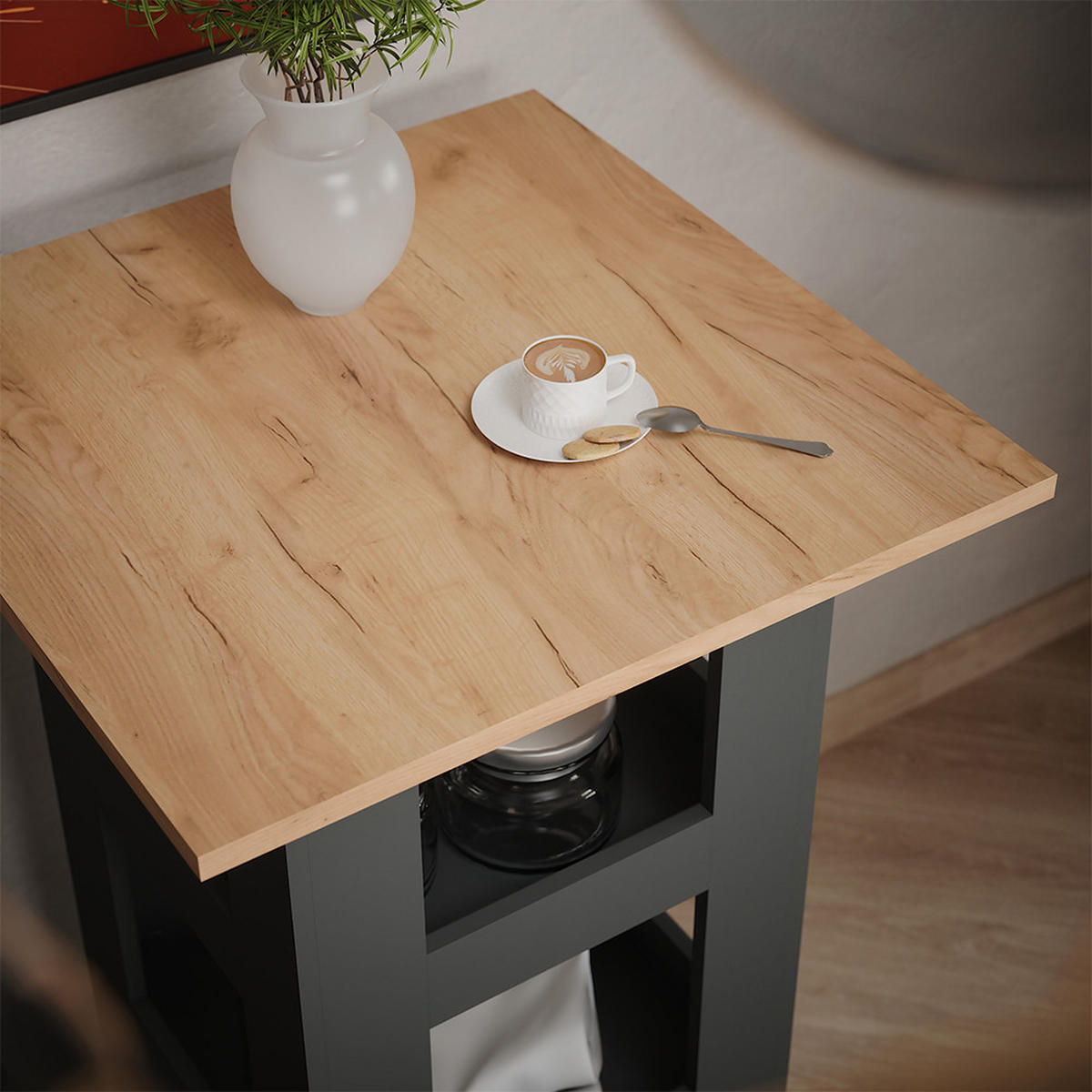 BAROVÝ STŮL Repose Zlatý dub power/antracit - medově dubová/antracitová, kompozitní dřevo (65/65/106cm) - Vicco