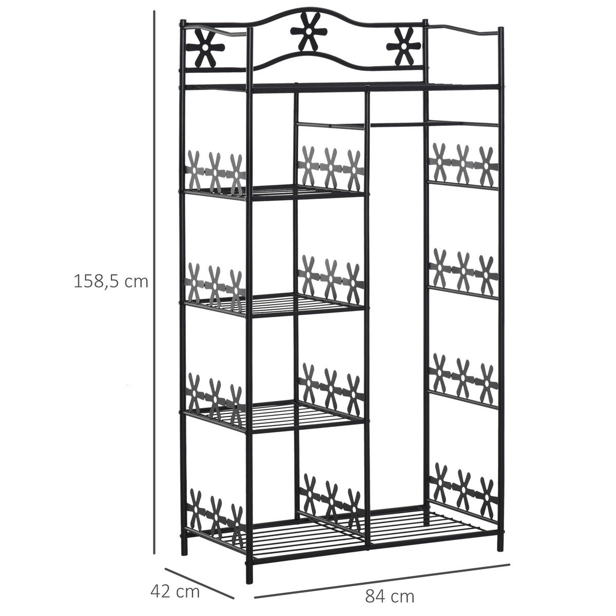 KLEIDERSCHRANK Schwarz 1 Stück - Schwarz, Metall (42/158.5/84cm) - GiPP