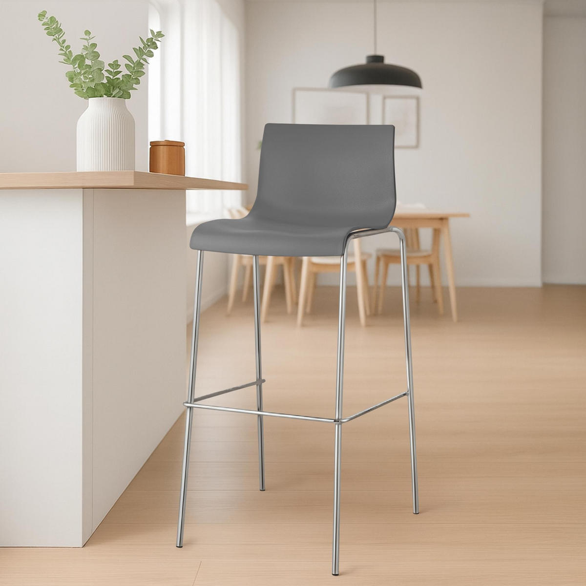 BARHOCKER Hover 43x48x100 cm grau - Grau, Kunststoff (43/100/48cm) - furnicato