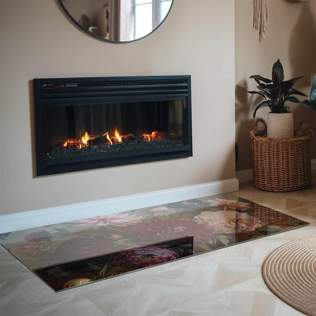 GLASPLATTE für Kamin 140x70 cm - Weinrot, Glas (140/70/0.4cm) - TULUP