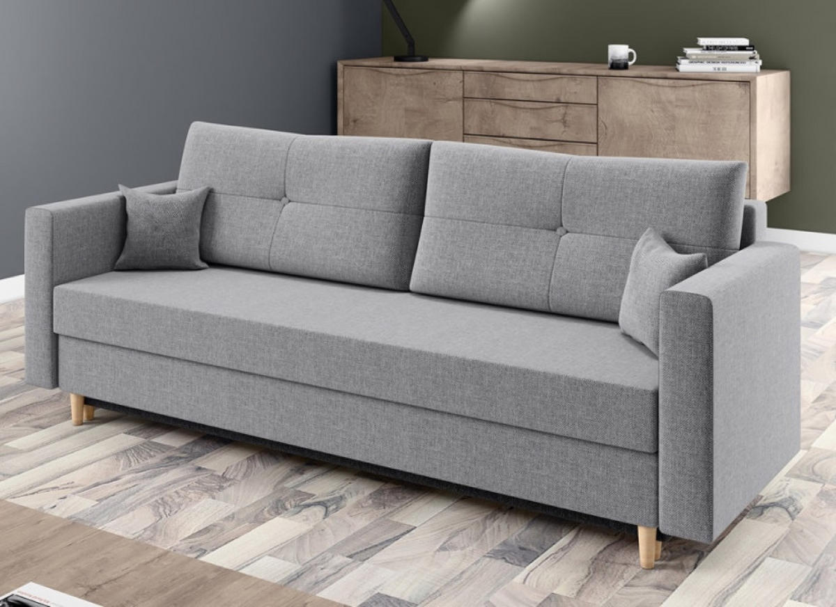 SOFA Hellgrau ALKO Ausziehbar - Grau, Naturmaterialien (217/92/85cm) - Sepro Meble