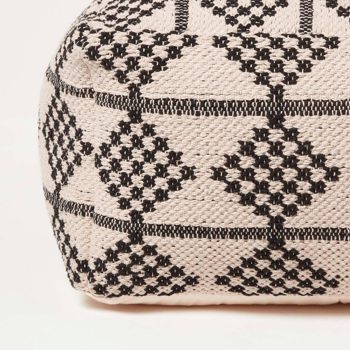 SITZPOUF Adana schwarz-creme gemustert, 55/55/30 cm - Schwarz, Textil (55/30/55cm) - Homescapes