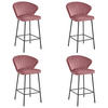 BARHOCKER 4er Set Dunkelrosa Samt, Bequeme Sitzfläche, Schwarze Füße - Pink, Textil (43/46/33cm) - Best For Home