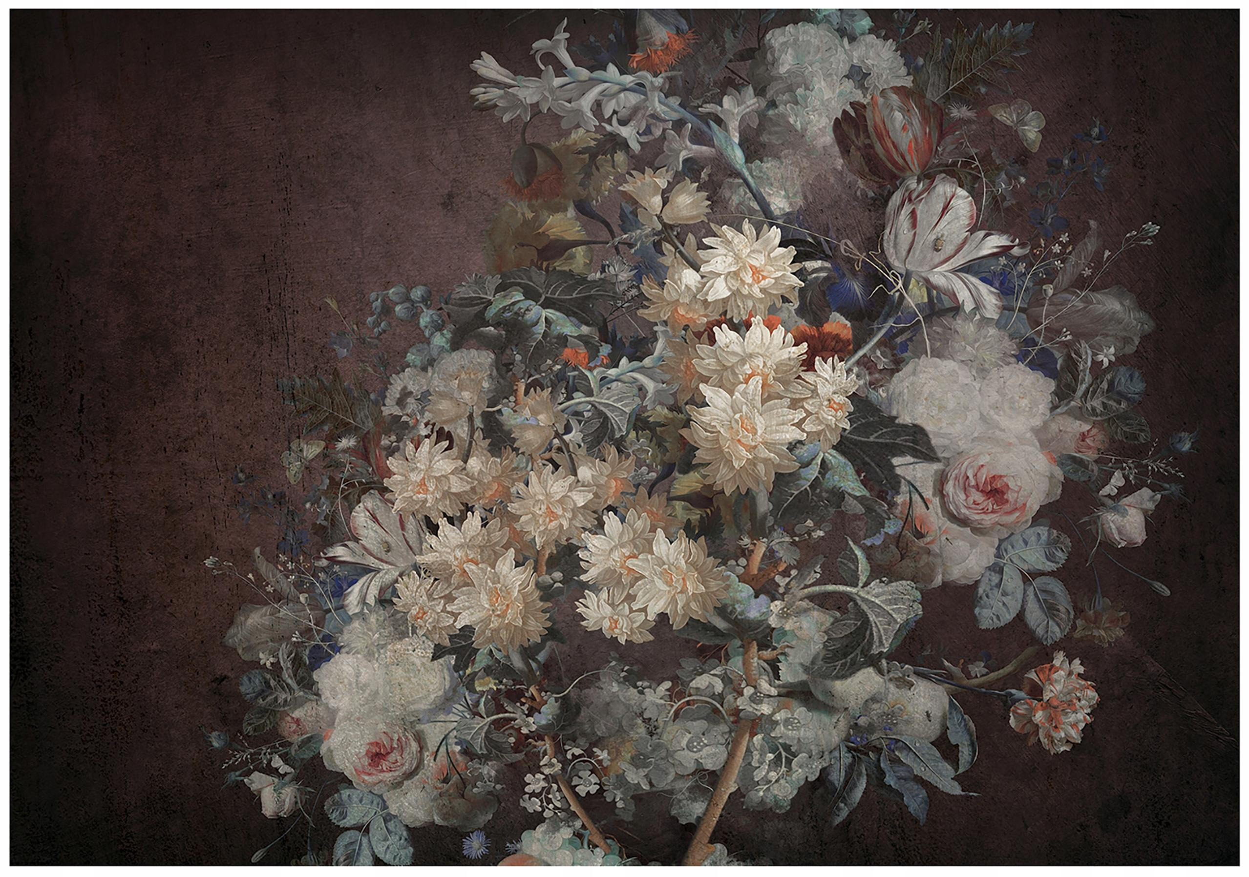 FOTOTAPETE Blumen Retro Grau 254x184 cm - Multicolor, Papier (254/184cm) - Wallarena