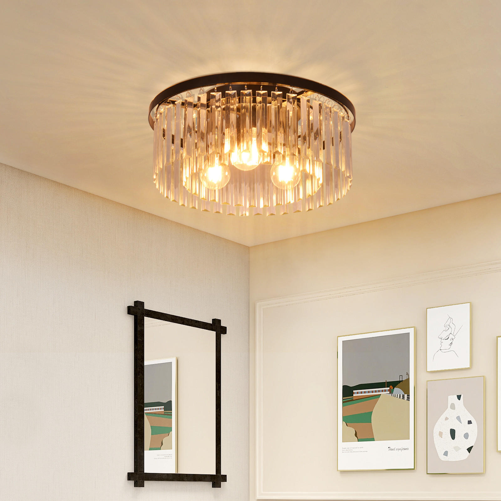 LED-DECKENLEUCHTE Zyrren 40/40/17 cm - Schwarz, Metall (40/40/17cm) - ZMH