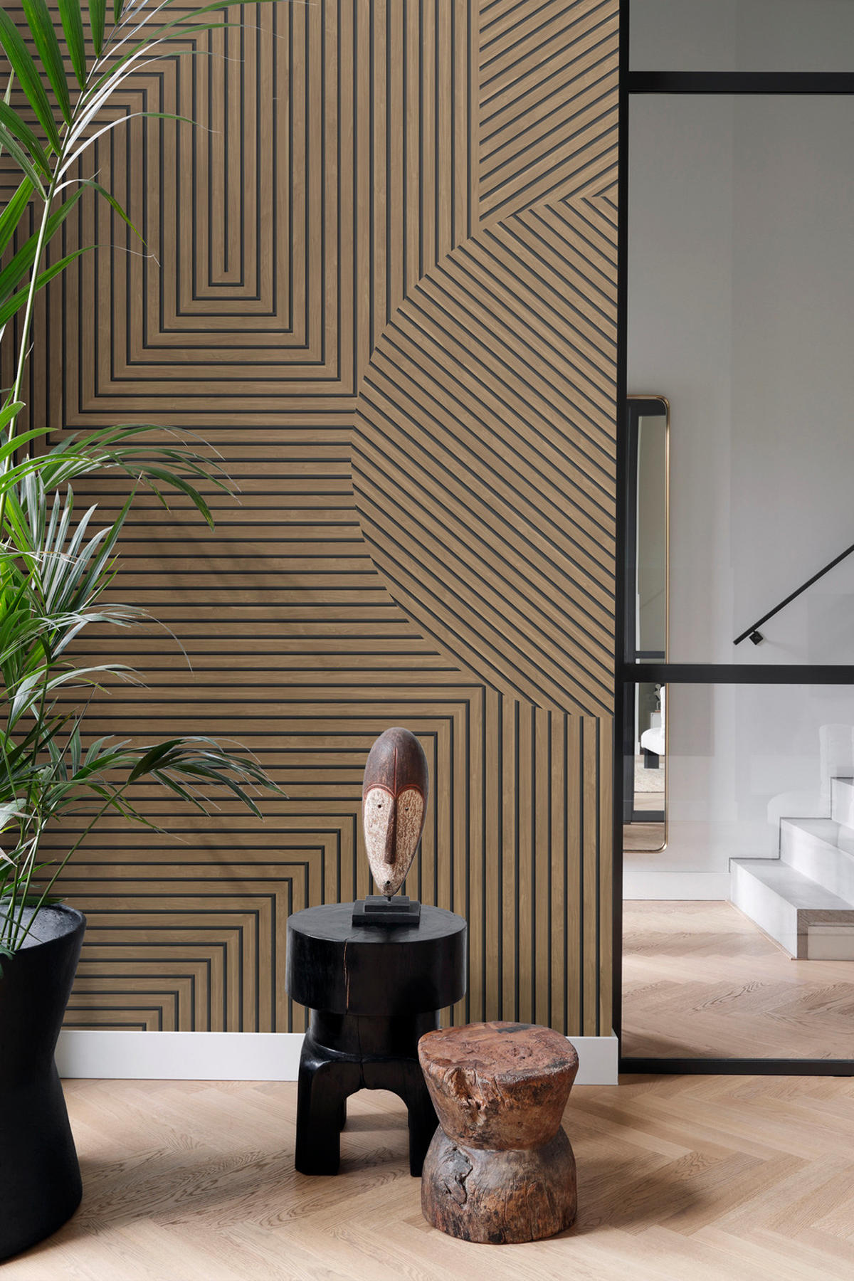 FOTOTAPETE 3D Holzoptik 300 x 279 cm - Braun, Papier (300/279cm) - Origin Wallcoverings