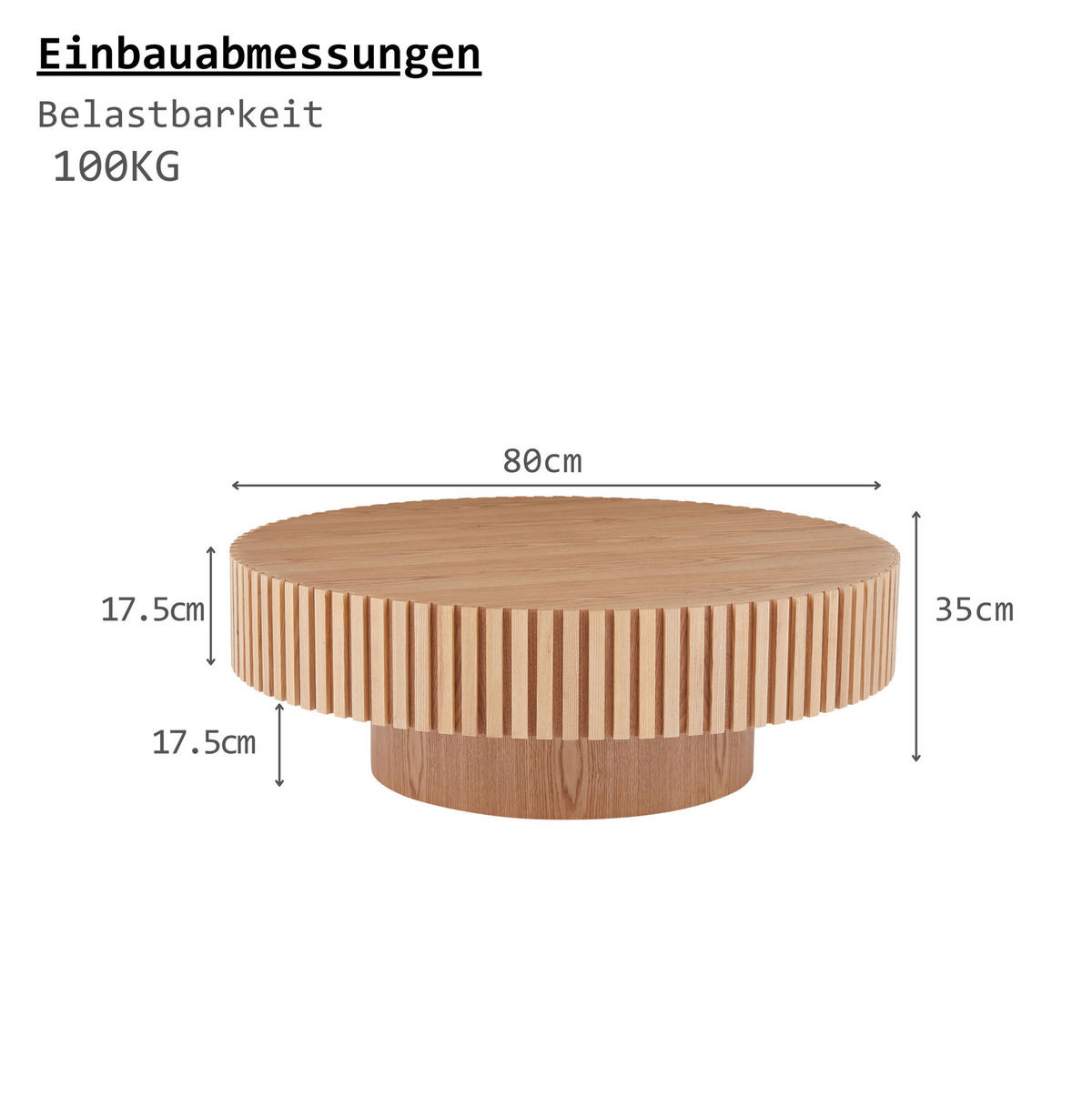 COUCHTISCH aus MDF in Natur mit handgefertigter Massivholzkante - Naturfarben, Holzwerkstoff (80/80/35cm) - Modfu