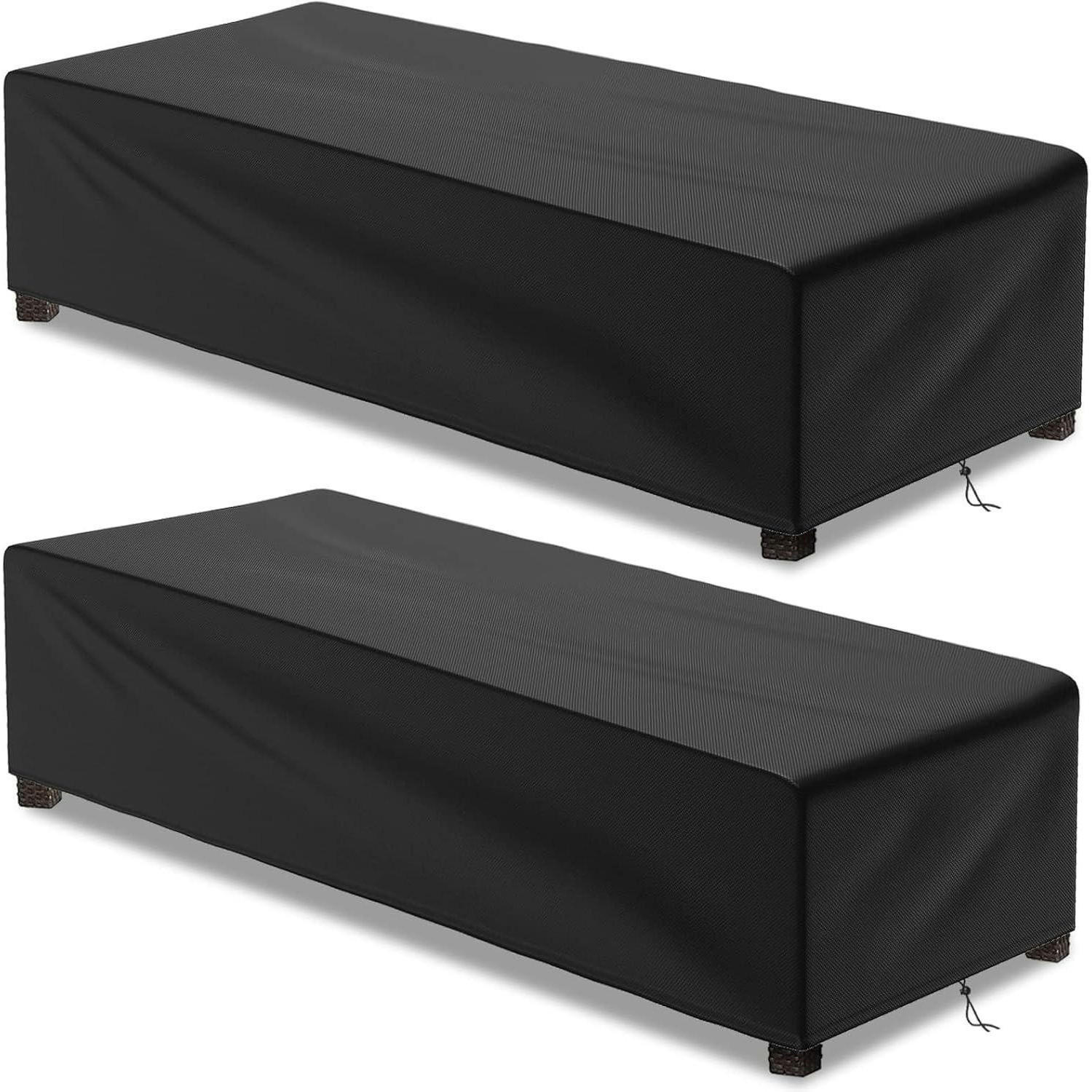 GARTENLIEGE Abdeckung 2-teiliges Set 200 x 68 x 30 cm Wasserdicht Oxford - Schwarz, Kunststoff (68/30/200cm)