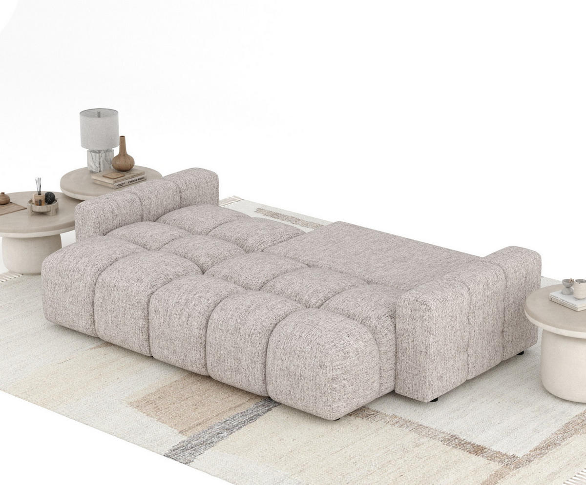ECKSOFA MIT SCHLAFFUNKTION Ucci Hellbraun Webstoff - Hellbraun/Schwarz, Holz/Holzwerkstoff (233/142cm) - Maison de Reve