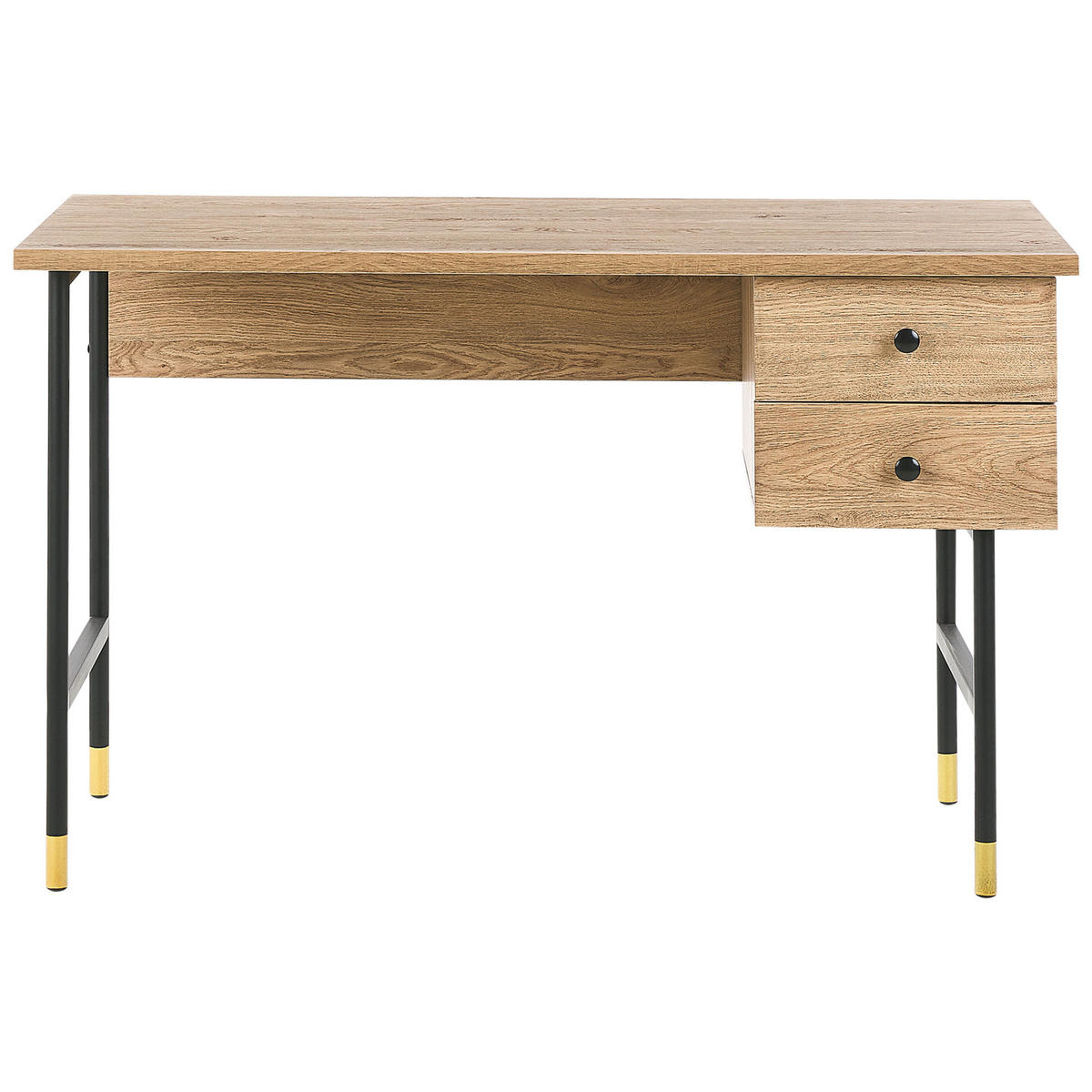 SCHREIBTISCH schwarz/heller Holzfarbton 120/60/77 cm Abilen - Hellgrau, Holzwerkstoff (120/55/77cm) - Beliani