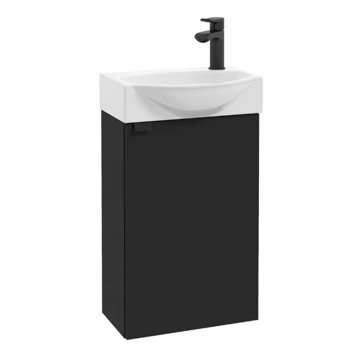 WASCHTISCHKOMBI 40cm mit Waschbecken + Armatur schwarz - Schwarz, Holzwerkstoff (40/60/22cm) - Stamar