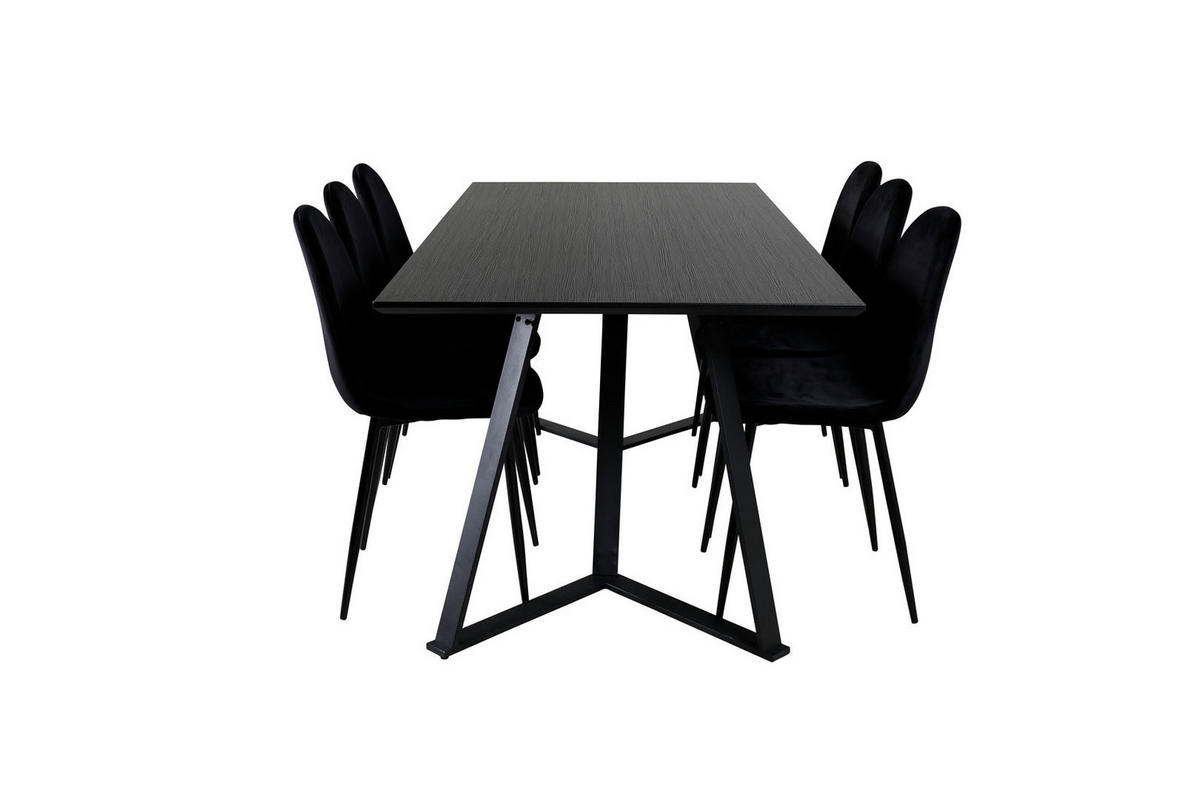 TISCHGRUPPE Schwarz - Schwarz, Holzwerkstoff (90/75/180cm) - ebuy24