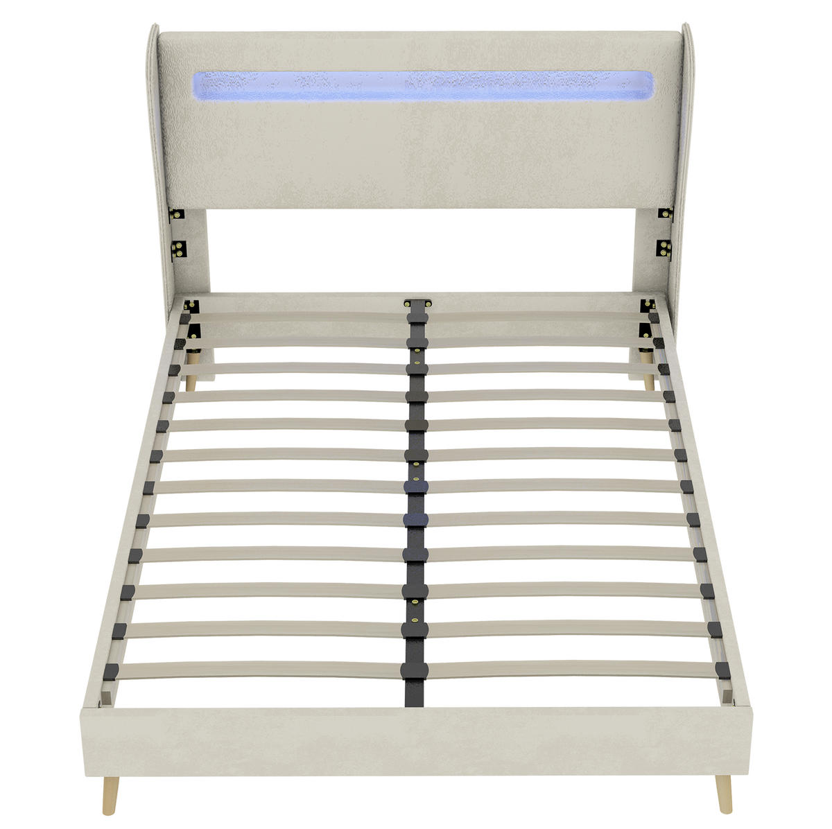 LED-POLSTERBETT 140x200 cm in Beige mit farbwechselnder LED-Beleuchtung - Beige, Textil (140/200cm) - IVMEU