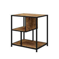 BEISTELLTISCH Fyrk Eiche rustikal 52 x 40 cm mit 2 offenen Fächern - Wildeiche/Schwarz, Holzwerkstoff (40/52/55cm) - Vicco
