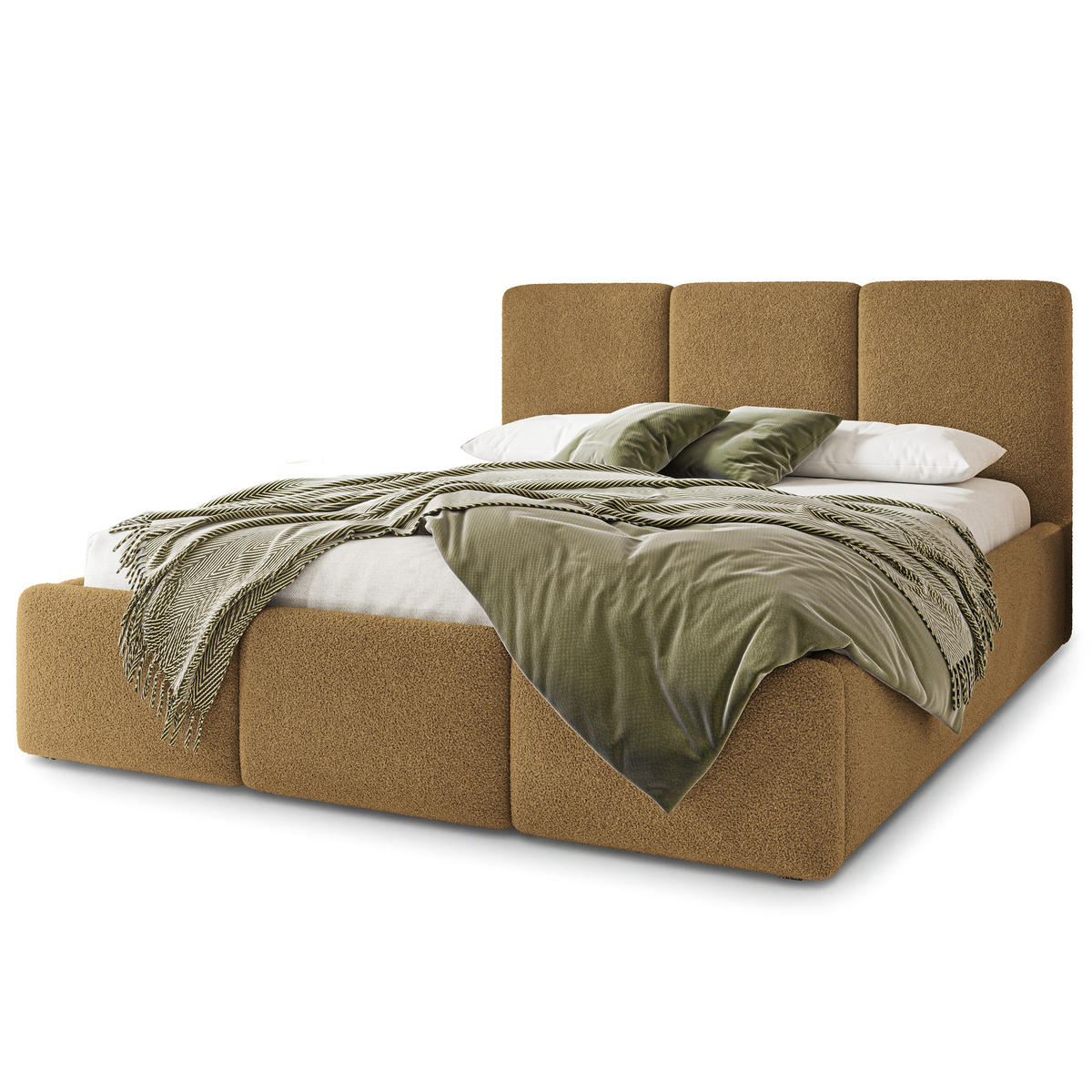 POLSTERBETT MORENA Q 180x200 cm mit Bettkästen - Orange - Orange, Holz (180/200cm) - MASSENO