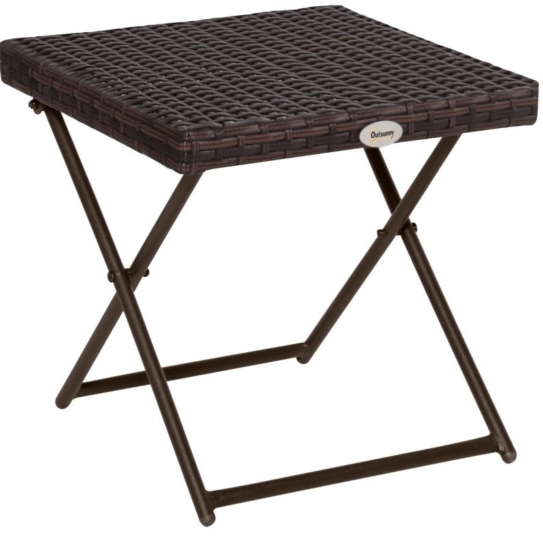 GARTENTISCH aus Polyrattan 40x40x40 cm Braun mit Klappfunktion - Braun, Metall (40/40/40cm) - Modfu
