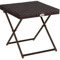 GARTENTISCH aus Polyrattan 40x40x40 cm Braun mit Klappfunktion - Braun, Metall (40/40/40cm) - Modfu