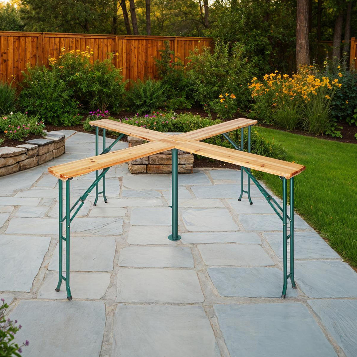 STEHTISCH Quattro,241 x 241 x 103 cm,braun - Braun, Holz - tectake