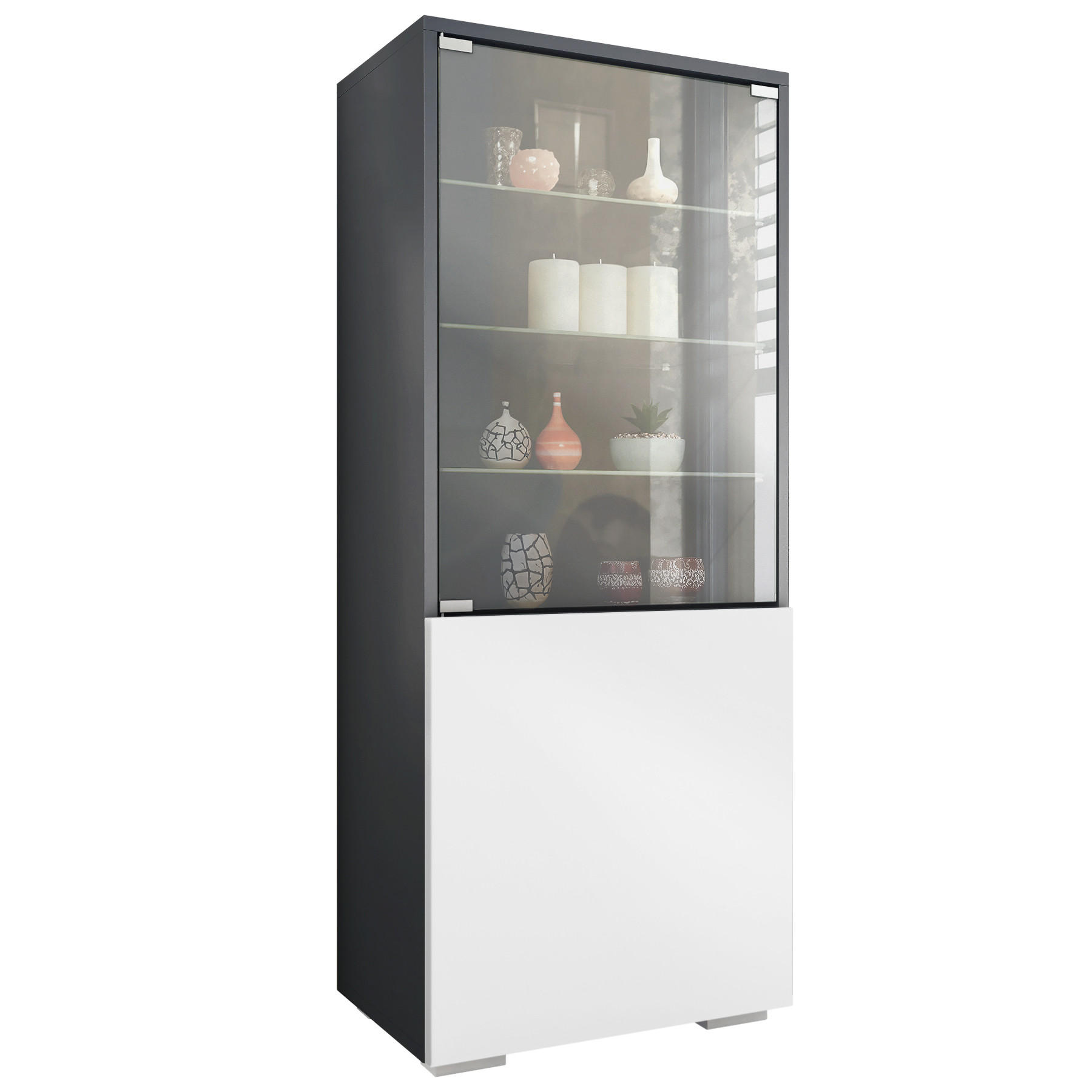VITRINE Granada Weiß matt - Weiß, Holzwerkstoff (50/122.5/34.5cm) - Vladon