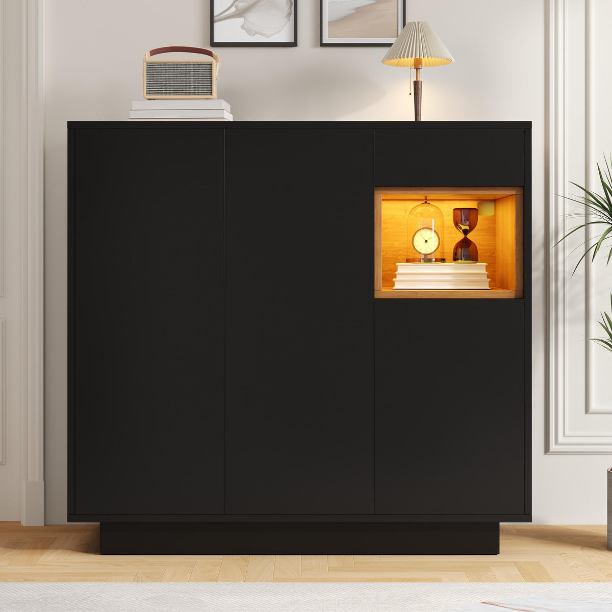 SCHUHSCHRANK 14-18 Paar schwarz Holz - Naturfarben, Holzwerkstoff (105/100.5/39.5cm) - LEBENLANG