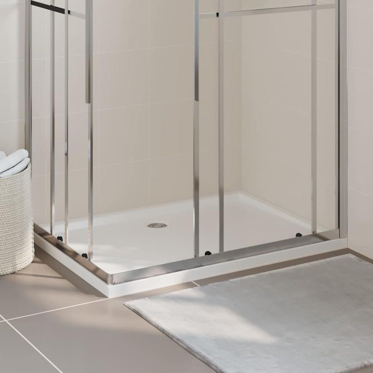 DUSCHTASSE Rechteckig Weiss 80/110 Cm - Weiß, Glas (110/4/80cm) - vidaXL