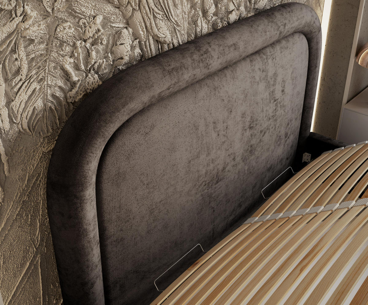 POLSTERBETT Mija Braun 120/200 cm im Chenille-Stoff - Naturfarben/Braun, Holz/Holzwerkstoff (120/200cm) - Maison de Reve