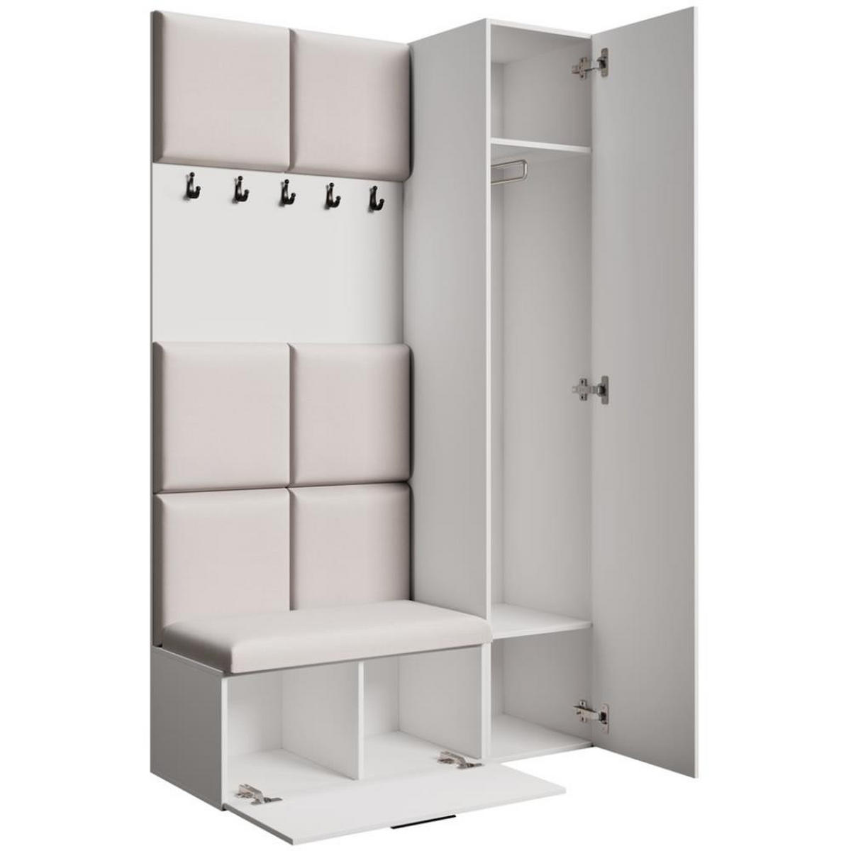 GARDEROBE Margaret I+IV 121/203/43 mit gepolsterten Paneelen - Beige/Schwarz, Holzwerkstoff/Kunststoff (121/203/43cm) - Beautysofa