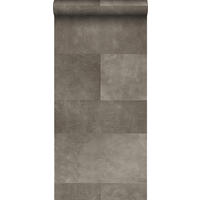 XXL-VLIESTAPETE Fliesenmuster mit Lederoptik 50 x 837 cm - Grau, Papier (50/837cm) - Origin Wallcoverings