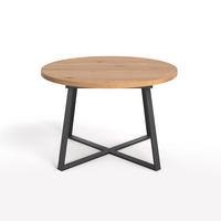 ESSTISCH Axis Runderaus massivem Eichenholz 110 cm - Eichefarben/Schwarz, Holz/Metall (110/110/75cm) - Danzz