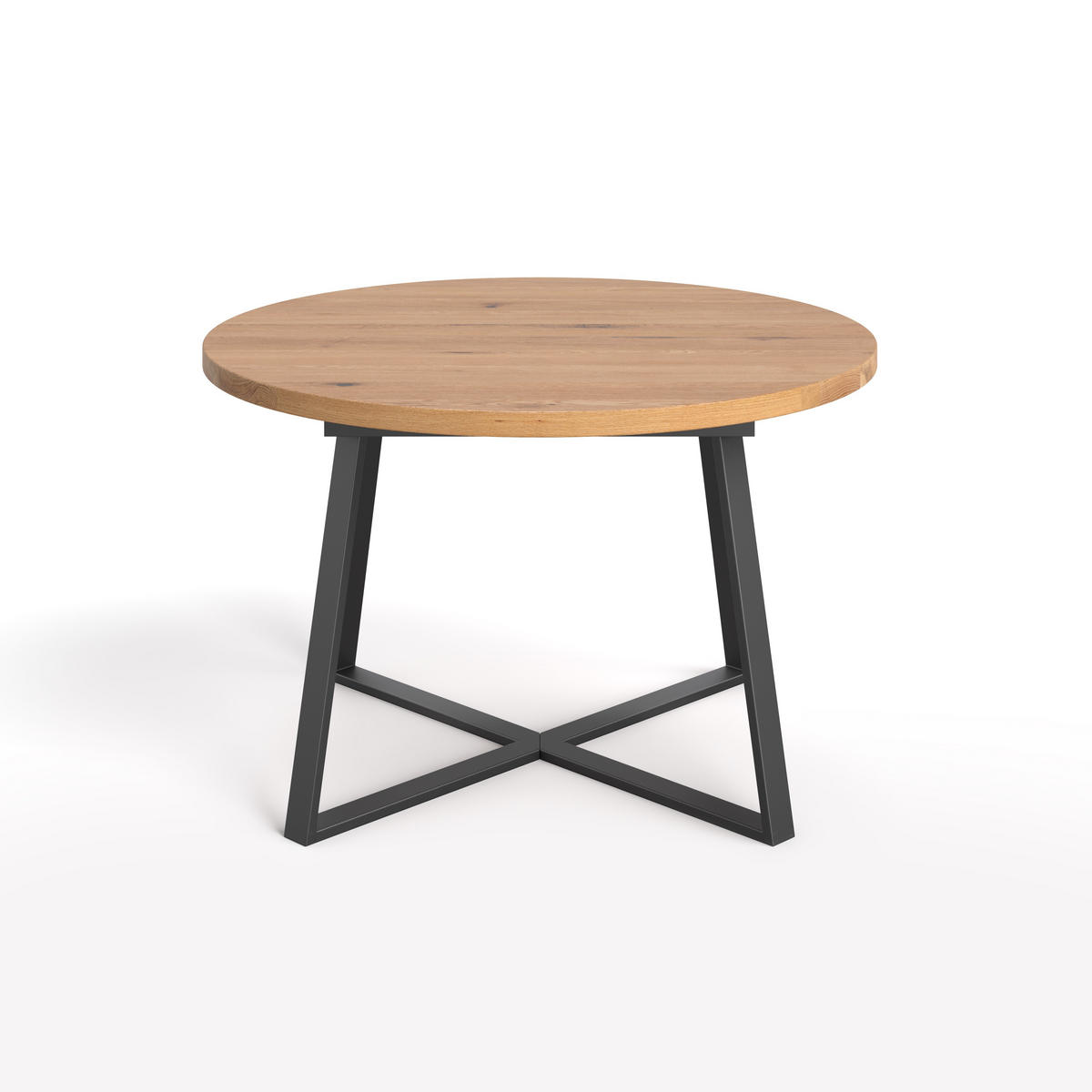 ESSTISCH Axis Runderaus massivem Eichenholz 110 cm - Eichefarben/Schwarz, Holz/Metall (110/110/75cm) - Danzz