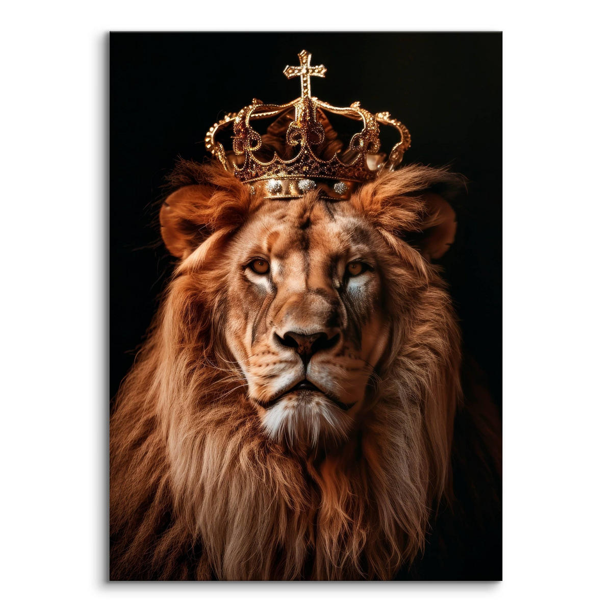 LEINWANDBILD Löwen König Abstraktion 3D Effekt 40cm x 50cm - Beige/Schwarz, Textil (40/50cm) - Muralo