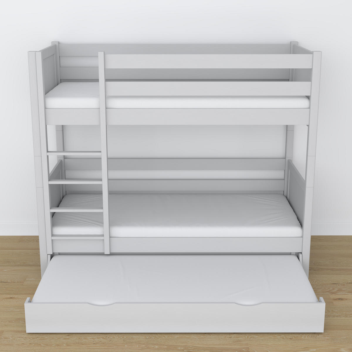 ETAGENBETT N02 mit Matratzenschublade Grau 80/200 - Grau, Naturmaterialien/Holz (80/200cm) - N-Wood