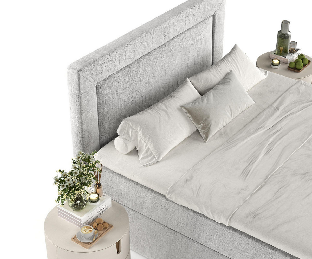 BOXBETT Palmera Hellgrau 140/200 cm - Hellgrau/Schwarz, Holz/Holzwerkstoff (140/200cm) - Maison de Reve
