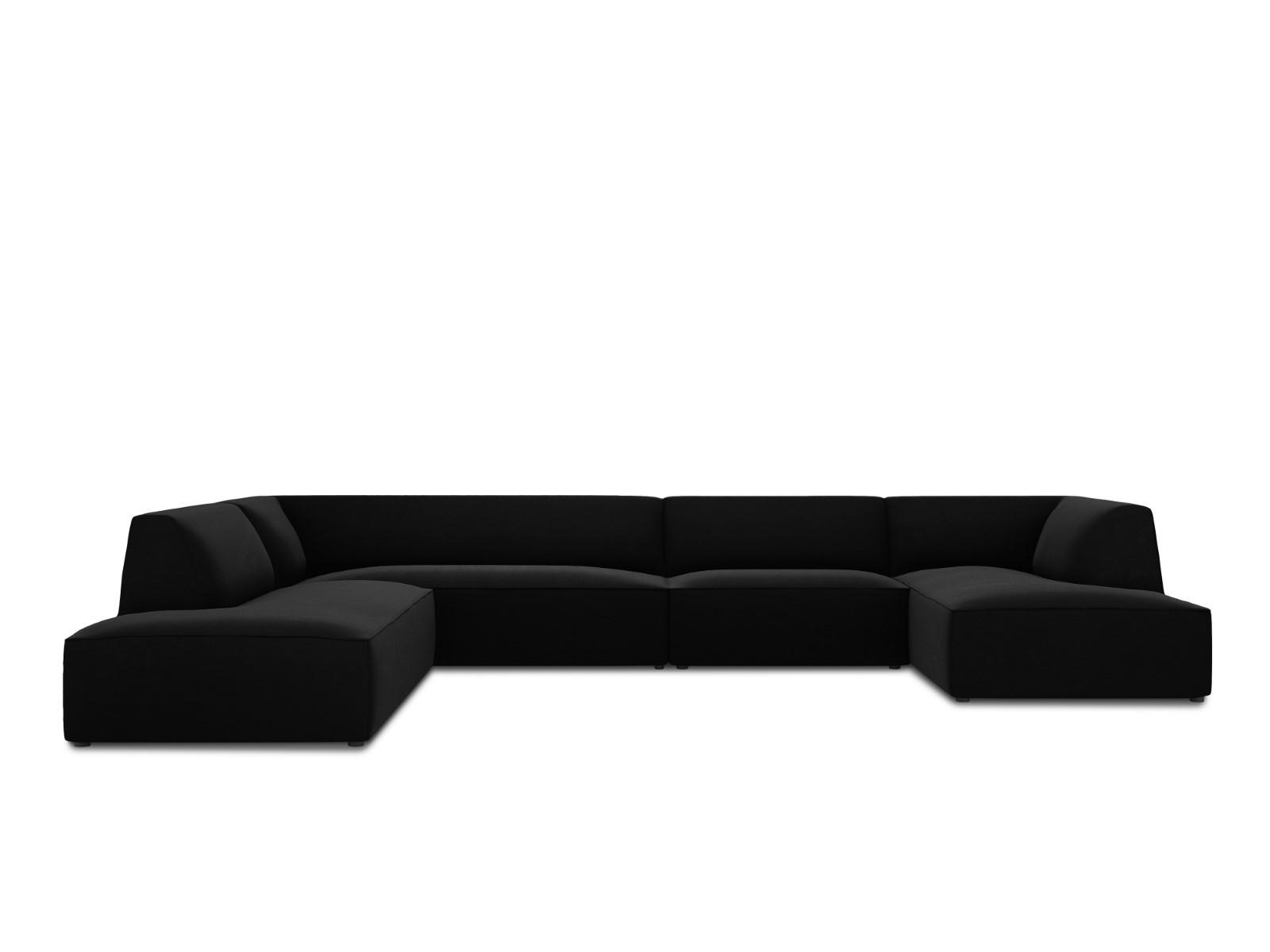 PANORAMASOFA links Ruby aus Samt schwarz 7 Sitzplätze - Schwarz, Textil (273/69/366cm) - Micadoni
