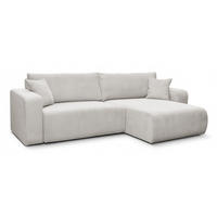ECKSOFA NELLIO Cord Hellbeige 145 cm L-Form beidseitig - Sandfarben/Beige, Kunststoff/Textil (145/245cm) - Homebook