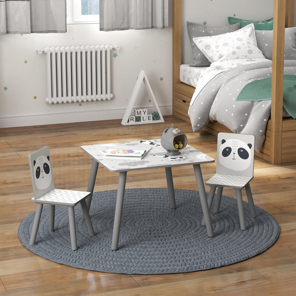KINDERSITZGRUPPE DE-17542 2 Stühle mit Tiermotiven Grau - Grau, Holzwerkstoff (60/44/60cm) - ComfortXL
