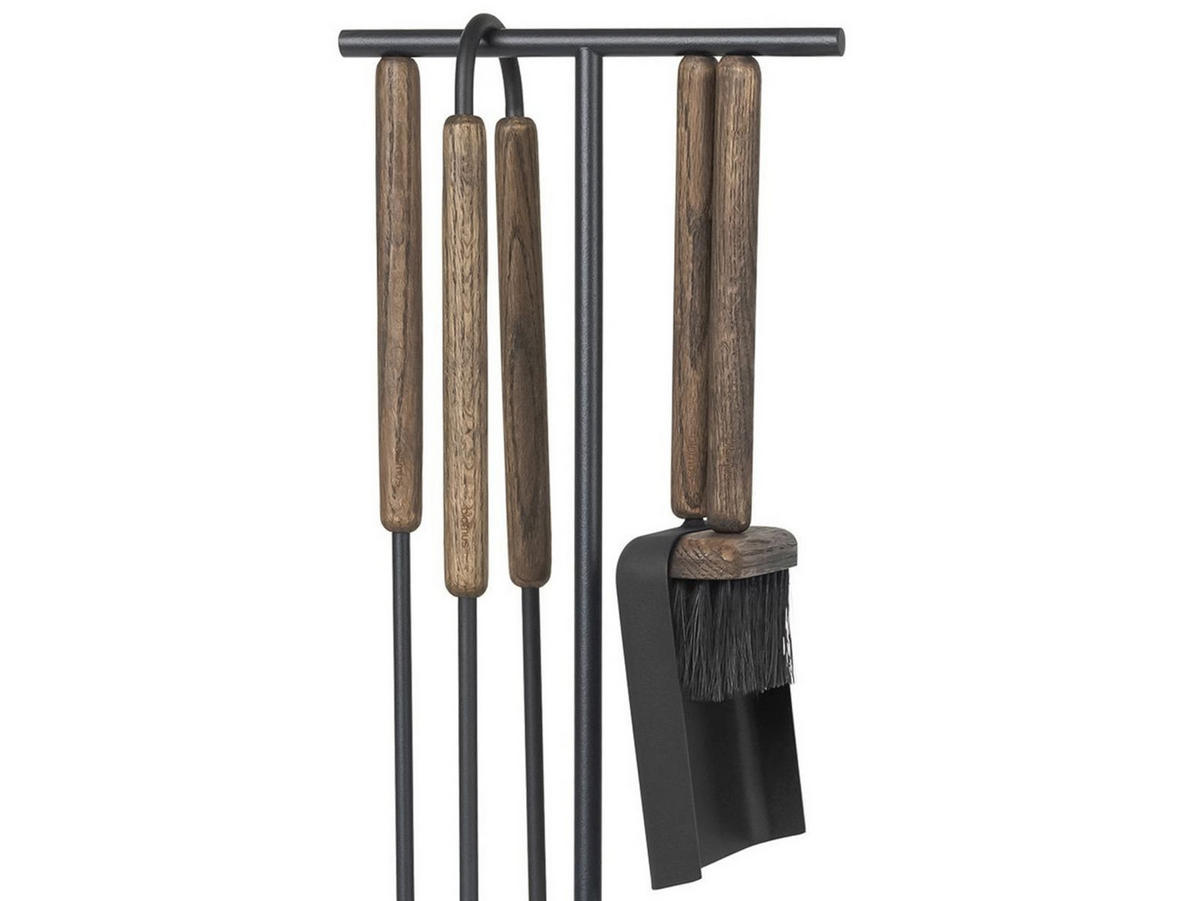 KAMINGARNITUR Ashi 5tlg oak Kaminbesteck Set - Braun, Metall (22/75/22cm) - Blomus