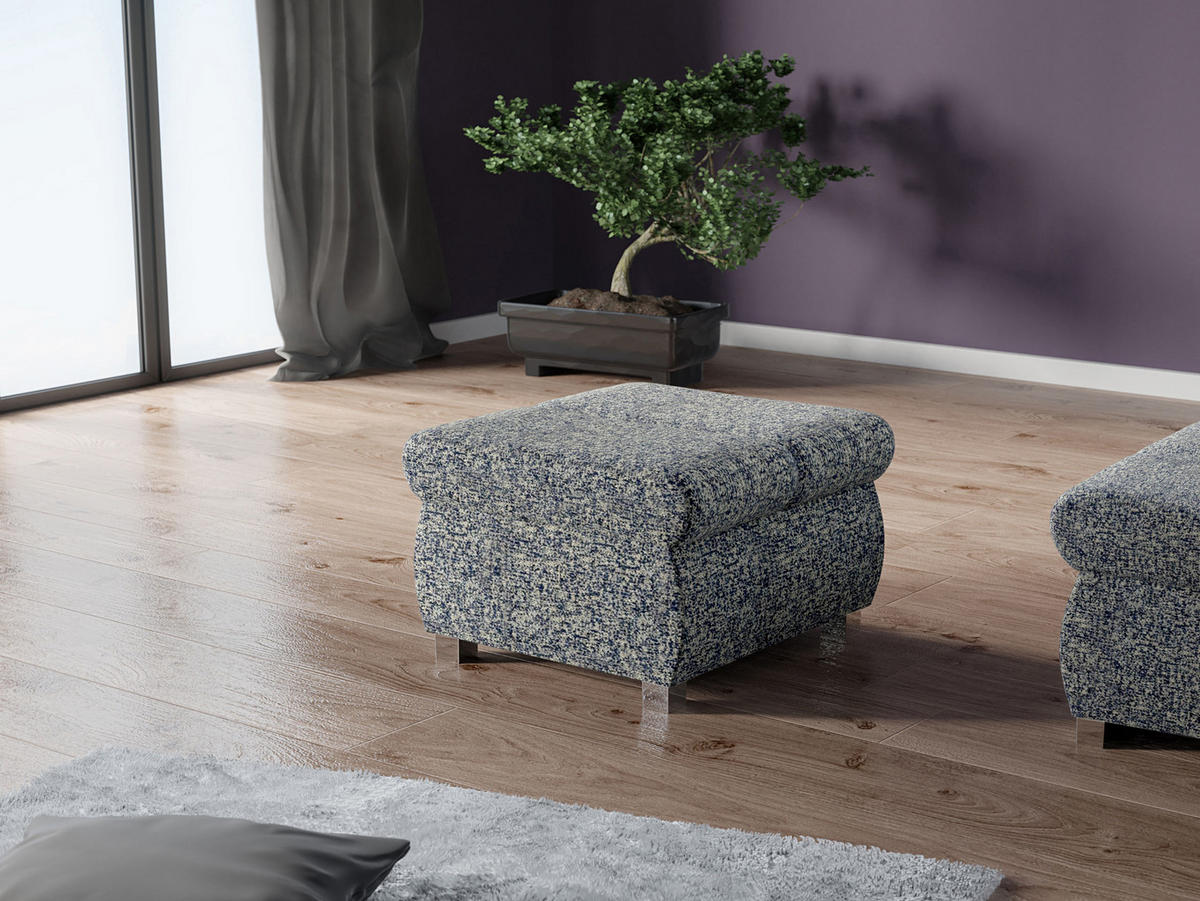 POLSTERHOCKER Bangkok Klein - Silberfarben/Multicolor, Holz/Kunststoff (60/39/60cm) - MIRJAN24