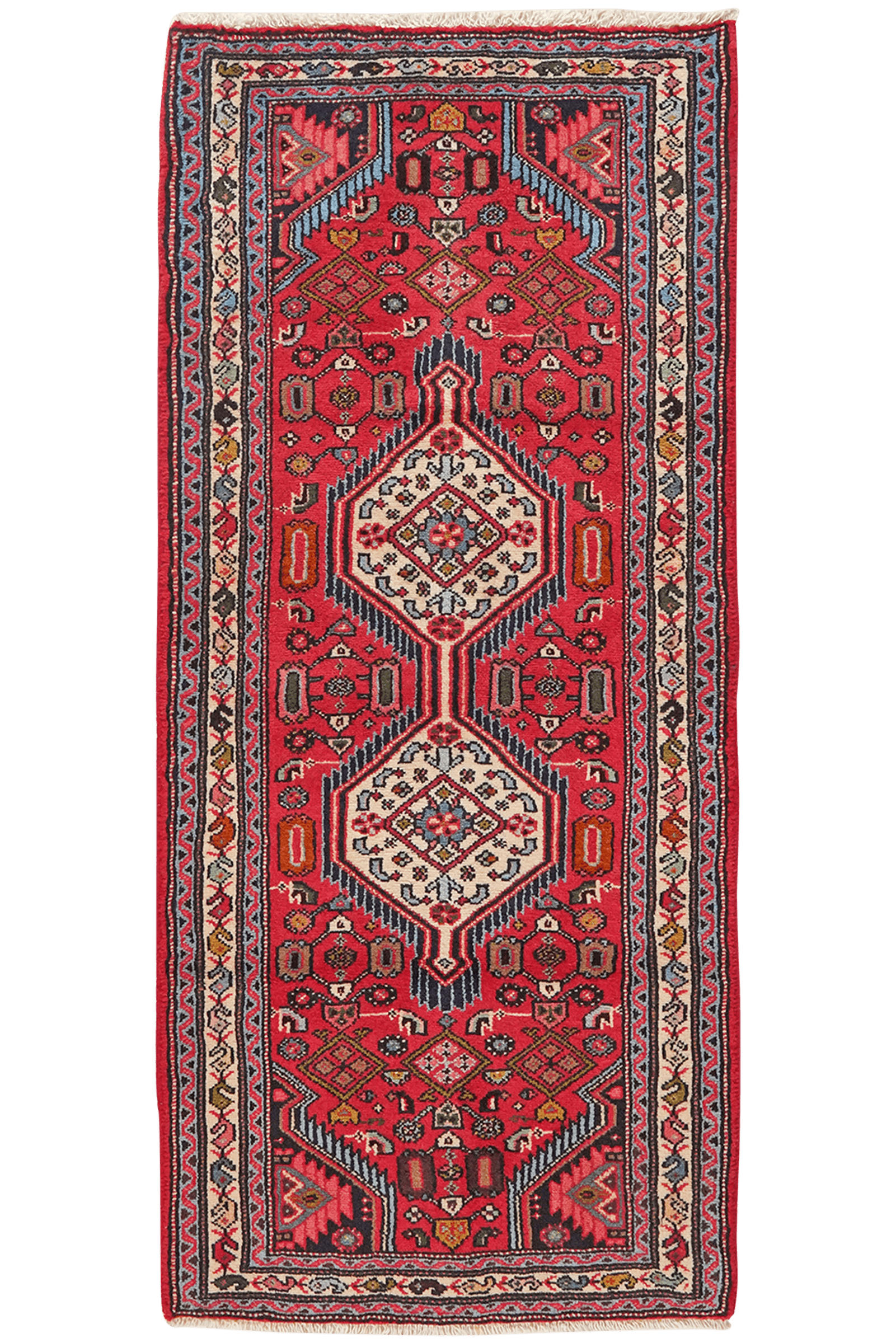 ORIENTTEPPICH handgeknüpft Assadabad Rot 140/63 cm Schurwolle - Rot, Textil (63/140cm) - Looma