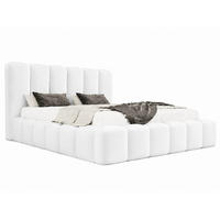 POLSTERBETT MELLOW 140x200 cm in Weiß , gepolstertes Kopfteil, Lattenrost, Bettkasten, Velvet-Stoff - Weiß, Holz/Textil (140/200cm) - EMLAR Home
