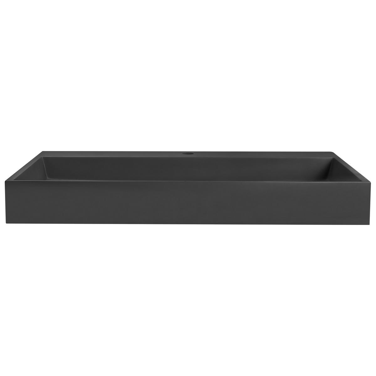 HÄNGEWASCHBECKEN Schwarz 90/46 cm Mineralguss Quenko - Schwarz, Naturmaterialien (90/12/46cm) - Beliani